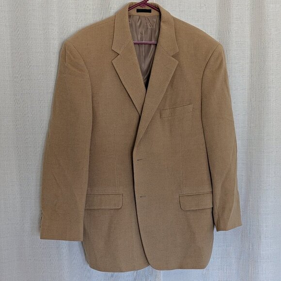 T.‎ Harris London Camel Hair Blazer Sport Coat 2 Buttons 46R Tan Color - Picture 1 of 12
